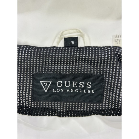 Guess Coat Rain Jacket Women Large Ivory Hooded‎ Pockets Sleek NWOT - Picture 3 of 13